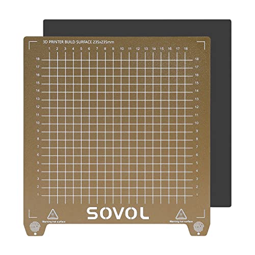 Sovol SV06 Flexible Steel Platform with Textured PEI Surface and Magnetic Bottom Sheet with Adhesive 235x235mm for Creality Ender 3/3 Pro/3 V2/3 S1 Sovol SV06 SV05 Aquila Kobra Neptune 2 3D Printer