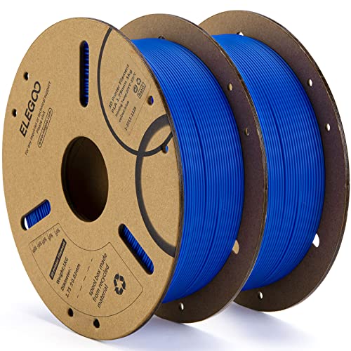 ELEGOO PLA Filament 1.75mm Dark Blue 2KG, 3D Printer Filament Dimensional Accuracy +/- 0.02mm, 2 Pack 1kg Cardboard Spool(2.2lbs) 3D Printing Filament Fits for Most FDM 3D Printers