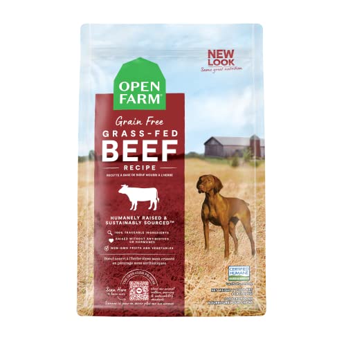 Open Farm Grass-Fed Beef Grain-Free Dry Dog Food, 100% Humanely Raised Wagyu Recipe with Non-GMO Superfoods and No Artificial Flavors or Preservatives, 4 lbs