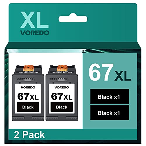 67XL Black Ink Cartridge Replacement for HP 67XL 67 XL for Deskjet 2723e 2724 2725 2732 2742e 2752e 2755 4130e 4133e 4155e 4158e Envy 6032e 6034e 6050e 6432e 6452e 6455e (2 Black)