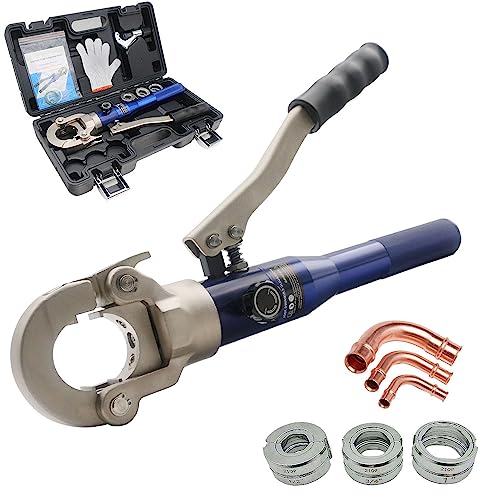 iGeelee Copper Press Tool for Viega ProPress Copper Fittings and Copper Pex Ring Set Hydraulic Pipe Crimping Tool (w/ 1 set (3 dies))