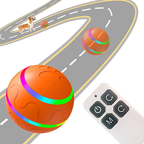 MISCYDER Smart Interactive Dog Toys Ball,Funny Automatic Rotating Moving Rolling Pet Ball,with LED Flash Light,USB Rechargeable Rubber Ball for Puppy Small Medium Dogs