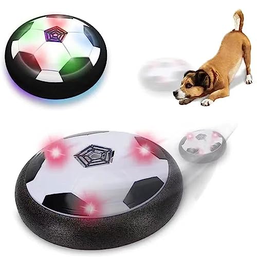 Active Gliding Disc Active Rolling Ball for Dogs, Interactive Automatic Self Moving Ball Dog Toys- 2023 New Light up Indoor Soccer Ball Games Flying Saucer Dog Ball for Aggressive Chewers (Sound)