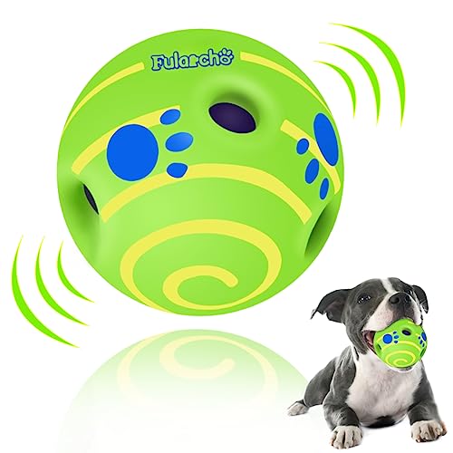 TAUCHGOE Interactive Dog Toys,Wobble Giggle Dog Ball for Medium Large Dogs, Wiggle Waggle Wag Funny Sounds Squeaky Active Ball Dog Toy for IQ Training