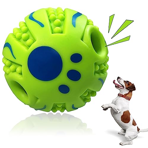 Five Thousand Years Interactive Dog Toys Ball,Wobble Funny Giggle Dog Ball,Durable Squeaky Dog Toys Ball Grind Teeth Training Supplies Herding Dog Ball Safe Gift for Small Medium Large Dogs-Wave