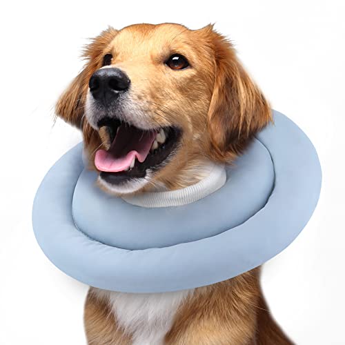 GoGoPaw Soft Dog Cones for Small Medium Dogs and CatsAdjustable Dog Donut Collar Water Proof Dog Cone Alternative After SurgeryPet Recovery Collar for Large Dogs to Stop Licking(Blue,S-5)