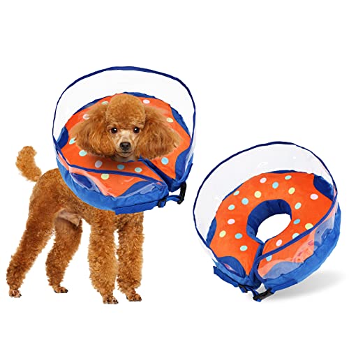 Inflatable Dog Cone for Medium, Large, Small Dogs, Donut Cones for Dogs to Stop Licking and Scratching, Soft Dog Recovery Cone Collar Alternative After Surgery with Enhanced Anti Licking Baffle