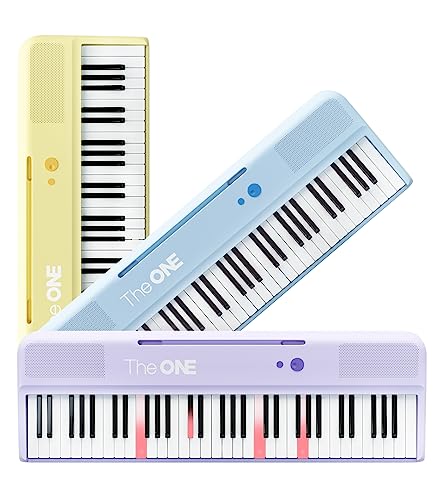 The ONE Smart Keyboard COLOR 61 Lighted Keys Piano Keyboard, Electric Piano for Beginners with 256 Tones, 64 Polyphony, Built-in LED Lights & Apps, Supports USB MIDI/Headphones (Yellow)