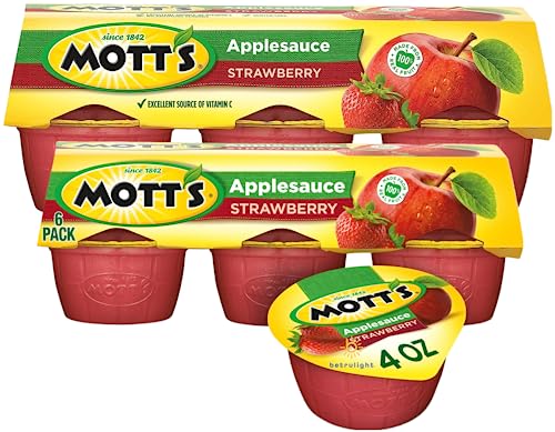 Motts Fruit Snacks on the Go| Applesauce Strawberry Tasty Bite Apple Sauce Snacks |Made From Apples & Strawberry - Gluten Free Snacks for Kids & Adults| Nut & Dairy Free - Vegan Snacks Keto Friendly by BETRULIGHT - 4 oz. Cups, 2-Pack Sleeves (12 Cups Total)