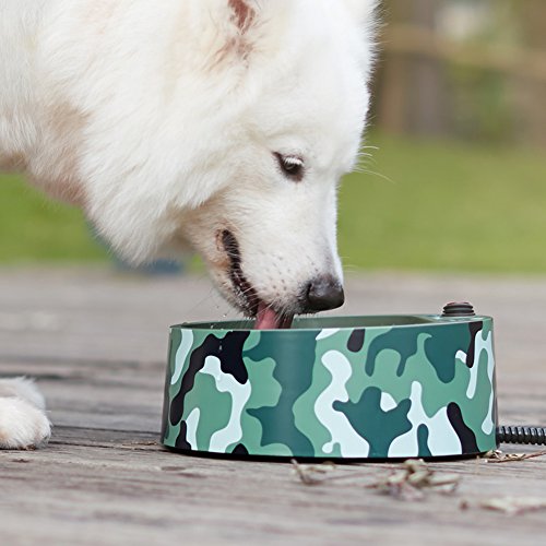Heated Pet Bowl, Petfactors 2.2L Pet Thermal Water Bowl, Dog Cat Heated Water Bowl with Long Chew Resistant Cord and Waterproof ON/OFF Switch (Camouflage)