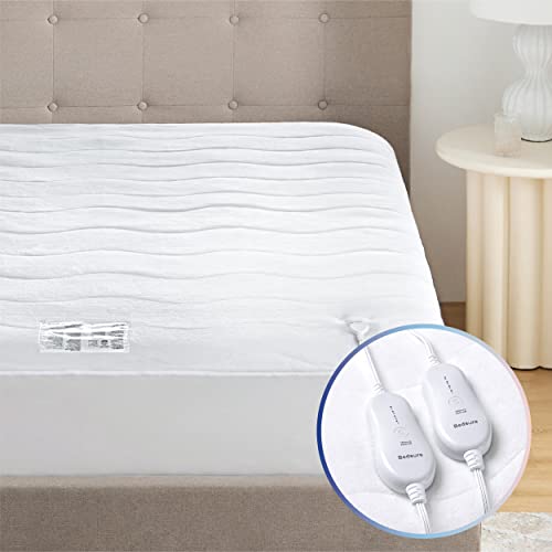 Bedsure Heated Mattress Pad King Size - Dual Controller Electric Mattress Pad Bed Warmer and 4 Heat Settings, Coral Fleece with 10 Hour Timer Auto Shut Off (King, 78"x80")