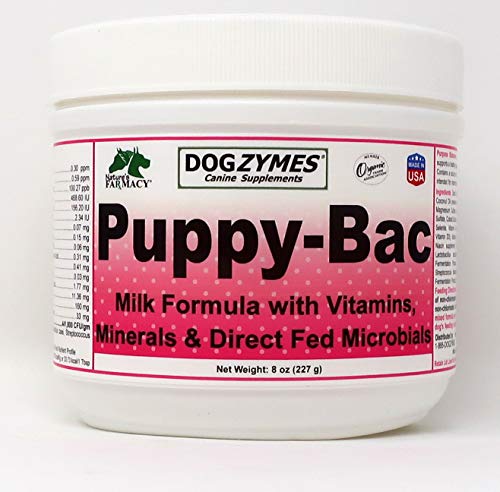 Dogzymes Puppy-Bac Milk Replacer formulated with The Proper ratios of Protein, Fat and nutrients for Growing Puppies (8 Ounce)