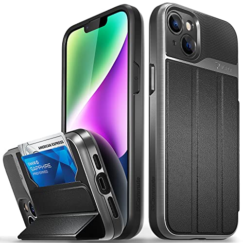 VENA vCommute Wallet Case for Apple iPhone 15 Plus / 14 Plus (6.7"), (Military Grade Drop Protection) Flip Leather Cover Card Slot Holder with Kicks