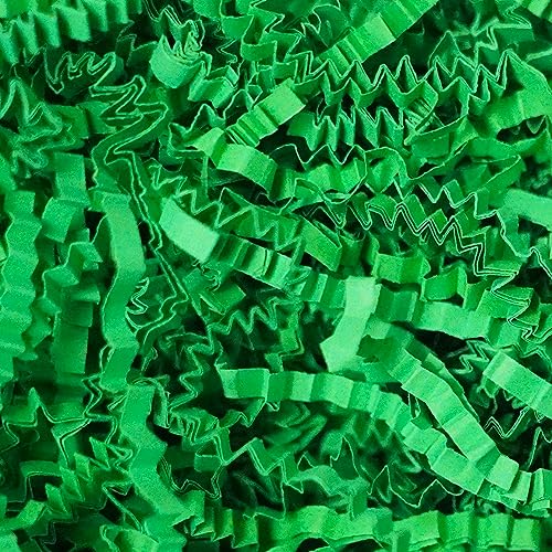 1LB Crinkle Cut Paper Shred Filler, Raffia Grass Shredded Paper for Gift Wrapping and Gift Box Filling (Green)