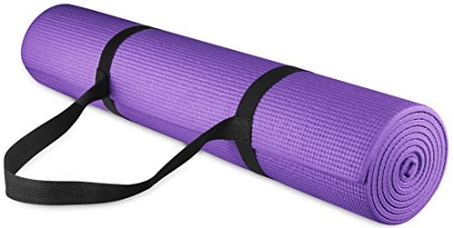 BalanceFrom Go Yoga All Purpose High Density Non-Slip Exercise Yoga Mat with Carrying Strap, 1/4", Purple