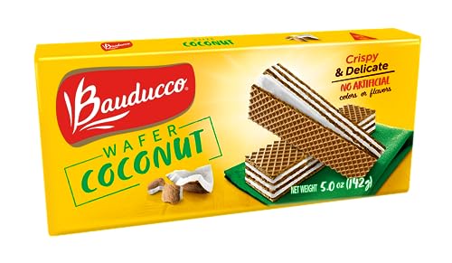 Bauducco Coconut Wafers - Crispy Wafer Cookies With 3 Delicious, Indulgent Decadent Layers of Coconut Flavored Cream - Delicious Sweet Snack or Desert - 5.0oz (Pack of 1)