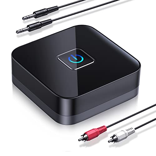 Bluetooth Receiver for Home Stereo, Old Car Speaker, Wired Speaker, 15 Hours Playtime, Dual Connection to 2 Cell Phones, Compatible with 3.5mm AUX RCA Cable