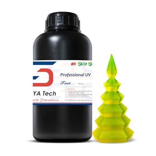 Siraya Tech Fast ABS-Like 3D Printer Resin 405nm UV-Curing Non-Brittle High Precision 3D Printing Liquid Standard Photopolymer Resin for LCD DLP 3D Printing 8K Capable(Green, 1kg)