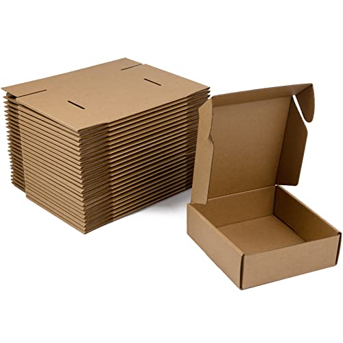 Sodissa 6x6x2 Inches Shipping Boxes Pack of 25, Brown Corrugated Cardboard Boxes for Small Bussiness, Packing and Mailing
