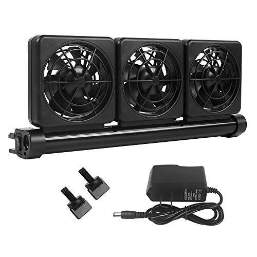 Aquarium Chiller, Fish Tank Cooling Fan System for Salt Fresh Water, 2 Variable Speed, Wide Angle Adjustable (3-Fan)