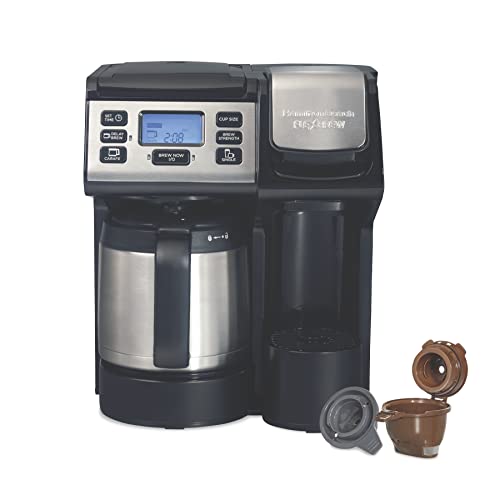 Hamilton Beach FlexBrew Trio 2-Way Coffee Maker, Compatible with K-Cup Pods or Grounds, Combo, Single Serve & Full 12c Thermal Pot, Black and Stainless  Fast Brewing