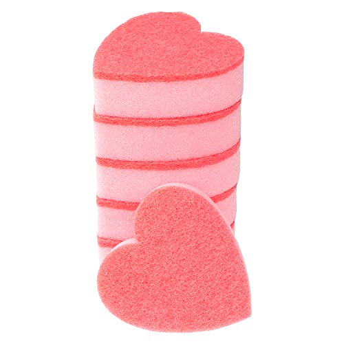 GMIcratifs Heart Shaped, Dual-Sided Kitchen Sponge and Scrubber for Washing Dishes, Pots & Pans and General Household Cleaning, (6 Pack).