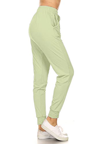 Leggings Depot Womens Relaxed fit Jogger Pants - Track Cuff Sweatpants with Pockets, Seafoam, 2X