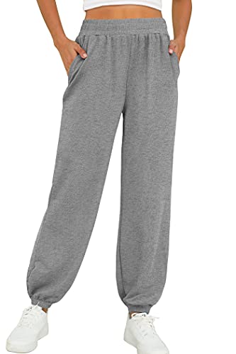 Joggers for Women Cinch Bottom Baggy Sweatpants Loose fit Track Pants with Pockets Gray L