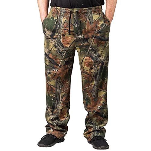 TrailCrest Men's Open Bottom Cotton Blend Lounge Hunting Sweatpants, 2X Green