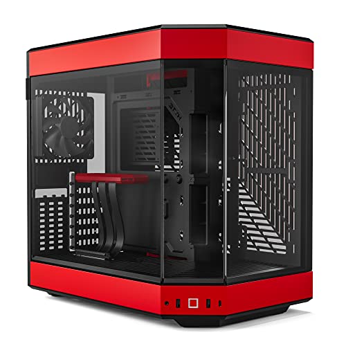 HYTE Y60 Modern Aesthetic Dual Chamber Panoramic Tempered Glass Mid-Tower ATX Computer Gaming Case with PCIE 4.0 Riser Cable Included, Red (CS-HYTE-Y60-BR)