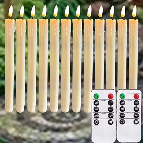 3D Black Wick Led Battery Operated Flameless Taper Candles Light with Remote &Timer,Electric Fake Window Candle Flickering Like Real Wax,Floating Candle Stick for Wedding/Valentine's Day Decor
