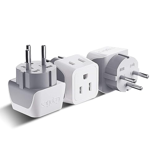 Ceptics Israel Plug Adapter - 2 in 1 Type H Adapter, US to Jersusalem Plug Adapter - Israel, Palestine Travel Adapter Plug, - Dual USA Inputs, CE, RoHS - 3 Pack