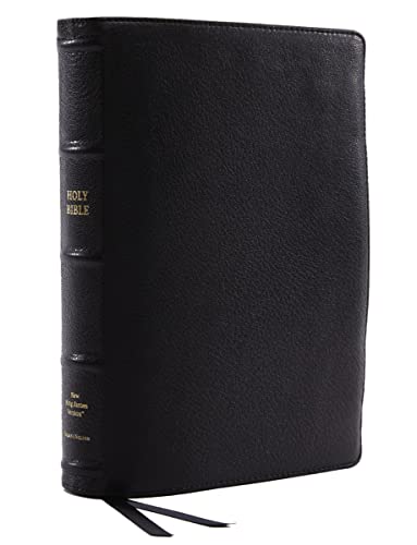 NKJV, Reference Bible, Wide Margin Large Print, Premium Goatskin Leather, Black, Premier Collection, Red Letter, Comfort Print: Holy Bible, New King James Version