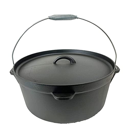 Cuisiland 16 quarts pre-seasoned Cast Iron Dutch Oven with lip lid and legs