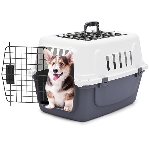 Magshion 22 Inch Hard-Sided Plastic Dog Carrier, 2-Door Top-Loading Kennel for Small Dogs and Cats Longer Traveling, Durable Handle, and 4 Sides Ventilation for Pet Up 22 Pounds