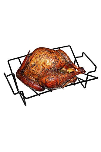 Mydracas BBQ Rib Racks for Smoking and Grilling,Turkey Roasting Rack Roast Rack Dual Purpose fit for Large Big Green Egg and Kamado Joe,Primo,Vision,18 inches and Bigger Grill