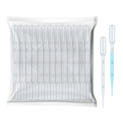 Vabiooth 100Pcs 3mL Disposable Plastic Transfer Pipettes Calibrated Dropper for Science Experiment, Art, and DIY - Easy-to-Use and Safe