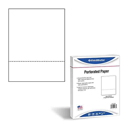 PrintWorks Professional 3" Perforated Paper, 500 Sheets, 20 lb, White (04167)