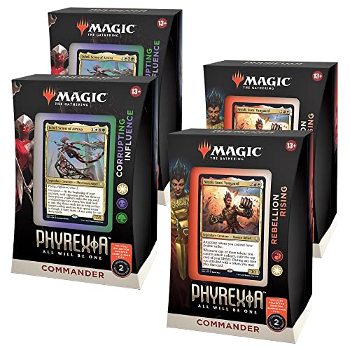 Magic: The Gathering Phyrexia: All Will Be One Commander Decks - 2 of Each Deck (2 Corrupting Influence + 2 Rebellion Rising)