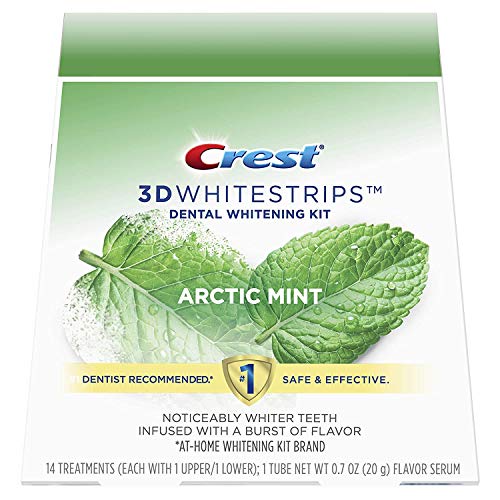 Crest 3D Whitestrips, Arctic Mint, Teeth Whitening Strip Kit with Tube of Flavor Serum, 28 Strips (14 Count Pack)