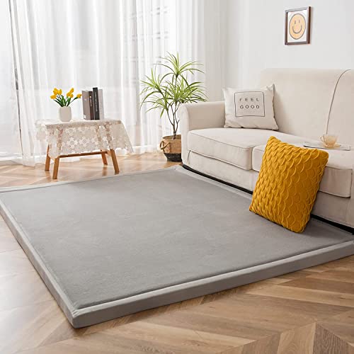 MAXYOYO Baby Play Mat, 1.2" Thick Memory Foam Soft Padded Carpet with Non-Slip Backing, 3x5 ft Japanese Tatami Rug Living Room for Kids, Toddler, Children, Nusery(Grey)