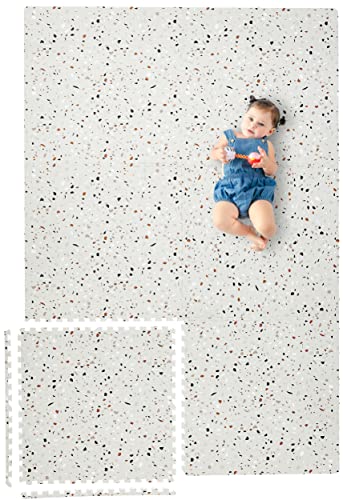 Yay Mats Stylish Extra Large Baby Play Mat. Soft, Thick, Non-Toxic Foam Covers 6 ft x 4 ft. Expandable Tiles with Edges Infants and Kids Playmat Tummy Time Mat