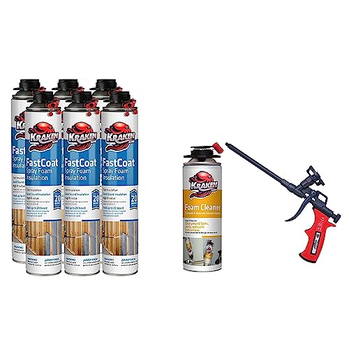 Kraken Bond Fastcoat Spray Foam Insulation (6 Pack) - Spray Foam Cleaner - Spray Foam Gun