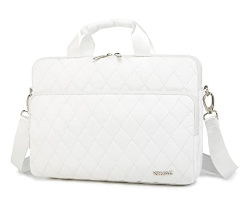 Kinmac 360 Degree Laptop Bag Full Cushioned Laptop Shoulder Bag For MacBook Air Pro 13 inch MacBook 14 inch and 13 inch-14 inch Laptop (White)