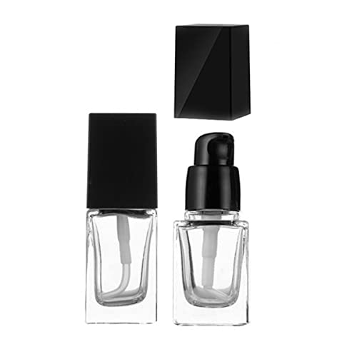 vipolish 2 PCS 15ML (0.5 oz) Empty Refillable Cream Liquid Foundation Glass Container Pump Bottle Dispenser Storag Bottle for Travel