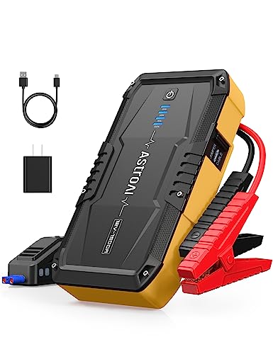 AstroAI S8 Jump Starter Battery Pack, 1500A Battery Jump Starter with Wall Charger for Up to 6.0L Gas & 3.0L Diesel Engines, 12V Portable Jump Box with 3 Modes Flashlight and Jumper Cable(Yellow)