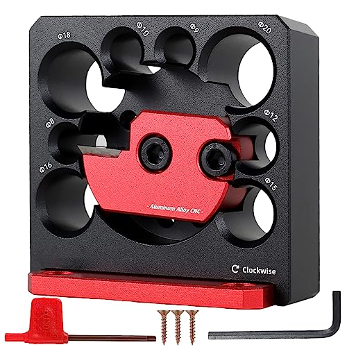 6PCS Dowel Maker Jig Kit,Metric 8mm to 20mm Adjustable Dowel Maker with Carbide Blade,Durable Electric Drill Milling Dowel Round Rod,Dowel Cutter for Wooden Rods Sticks Woodworking (Black red)