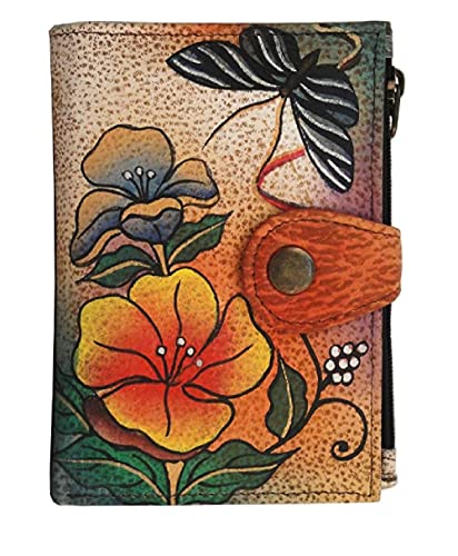 Anna by Anuschka womens Leather 1700 Hand Painted Original Artwork, Compact, Wild Flower, One Size US