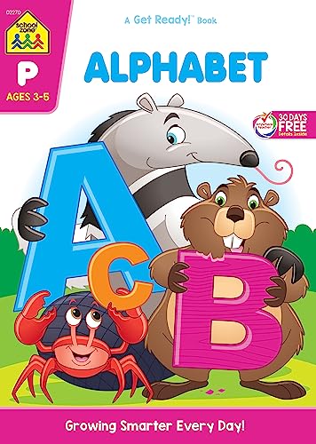 School Zone - Alphabet Workbook - 64 Pages, Ages 3 to 5, Preschool, ABC's, Letters, Tracing, Alphabetical Order, and More (School Zone Get Ready! Book Series)