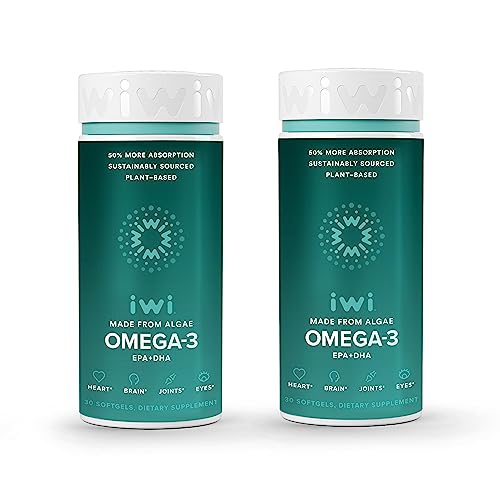 IWI Life Omega 3 Supports a Healthy Heart, Brain Development, Strong Bones & Joints and Eye Health, Vegan Supplements, 60 Day Supply